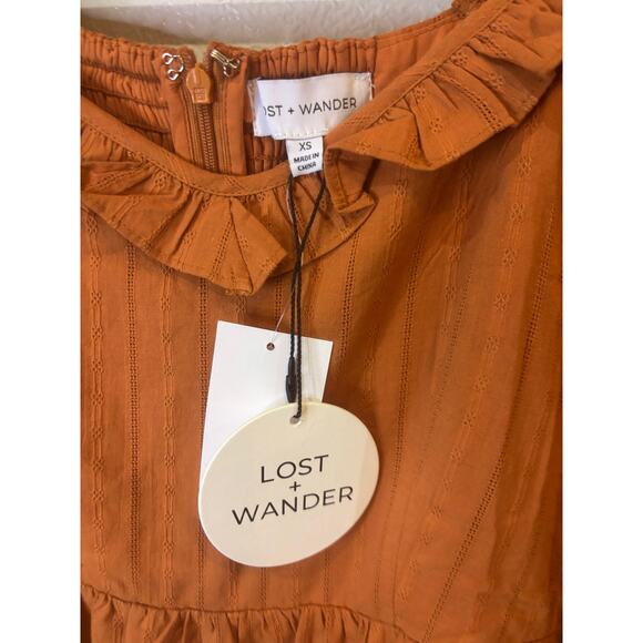 Lost + Wander Forever Yours Midi Dress NWT Size XS in Rust - Picture 4 of 4